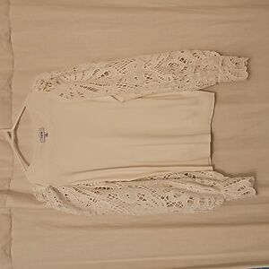 FATE White Knit with Lace Top Size S
